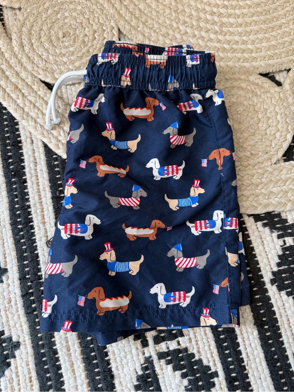 JANIE & JACK Navy Dachshund Print Kids Swim Shorts